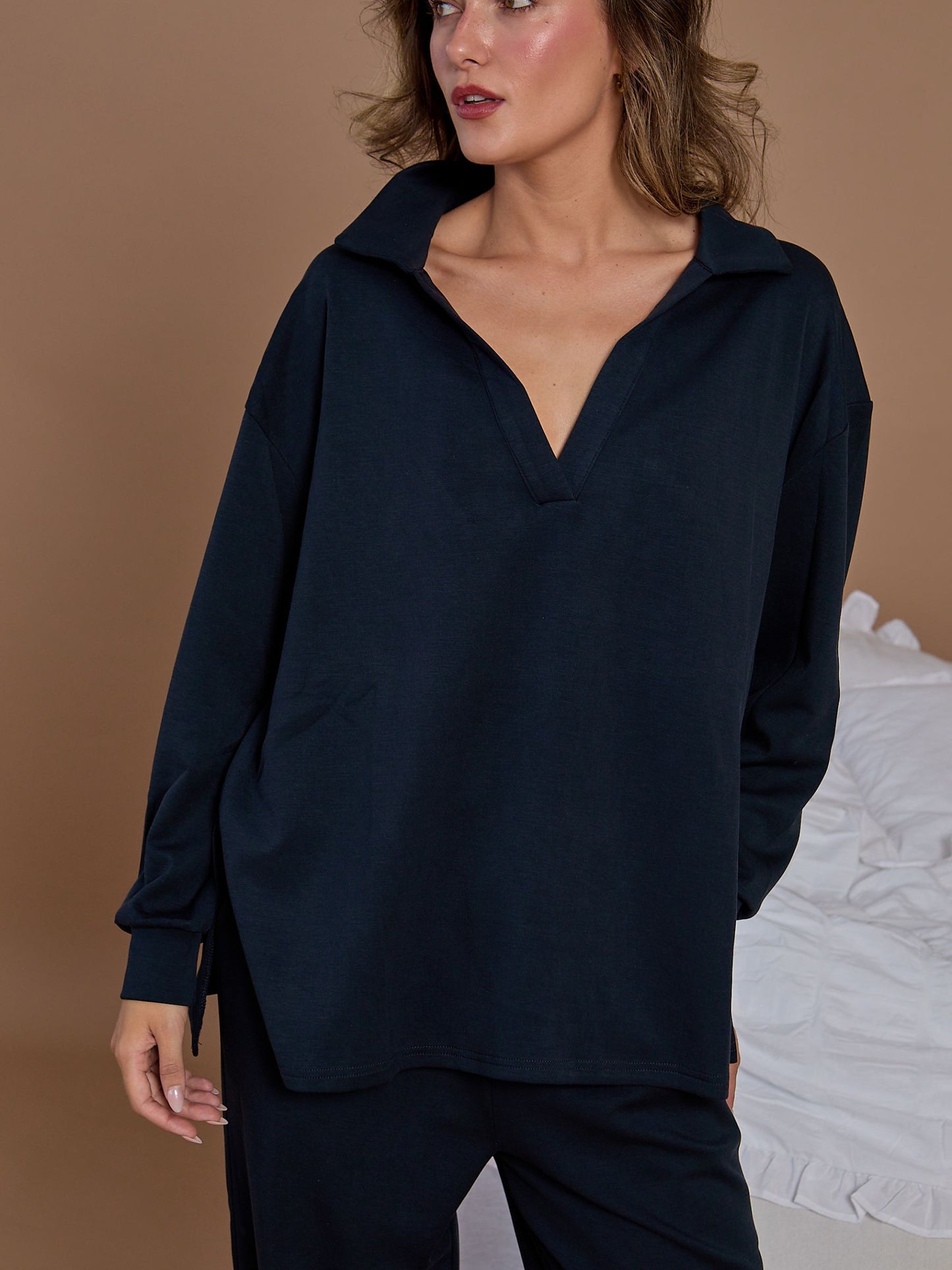 Navy Collar Lounge Set