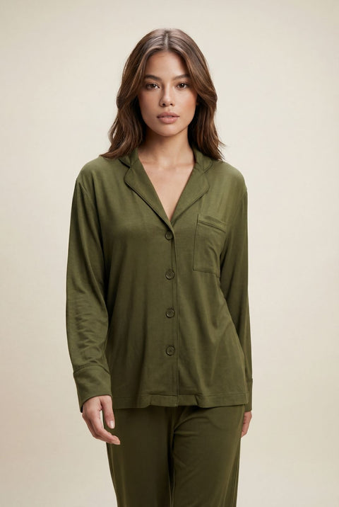 Women's Modal Pyjama Trouser Set - Olive