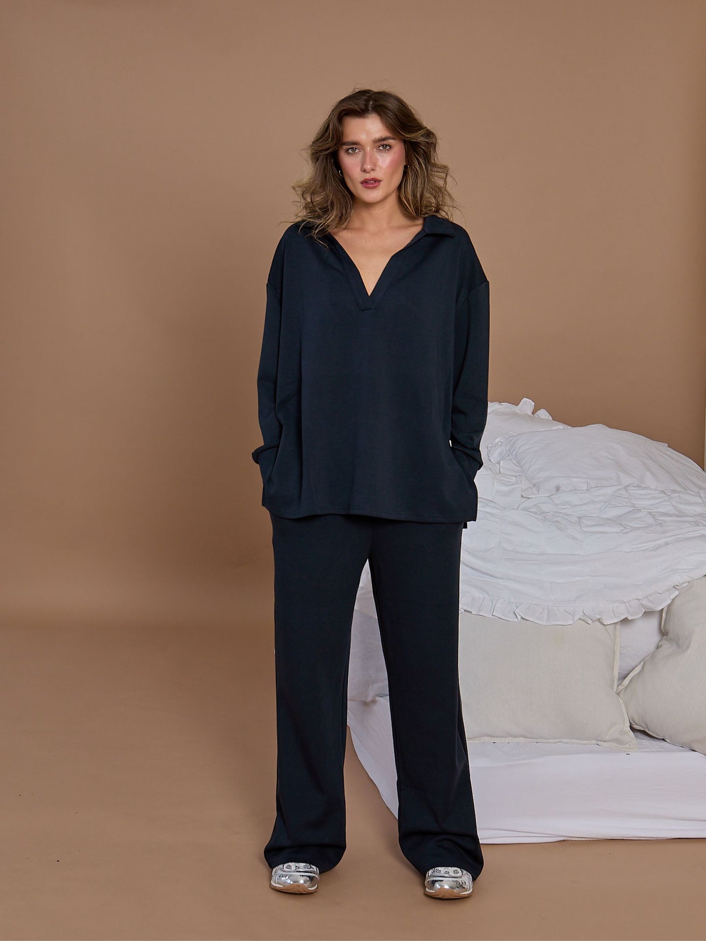 Navy Collar Lounge Set