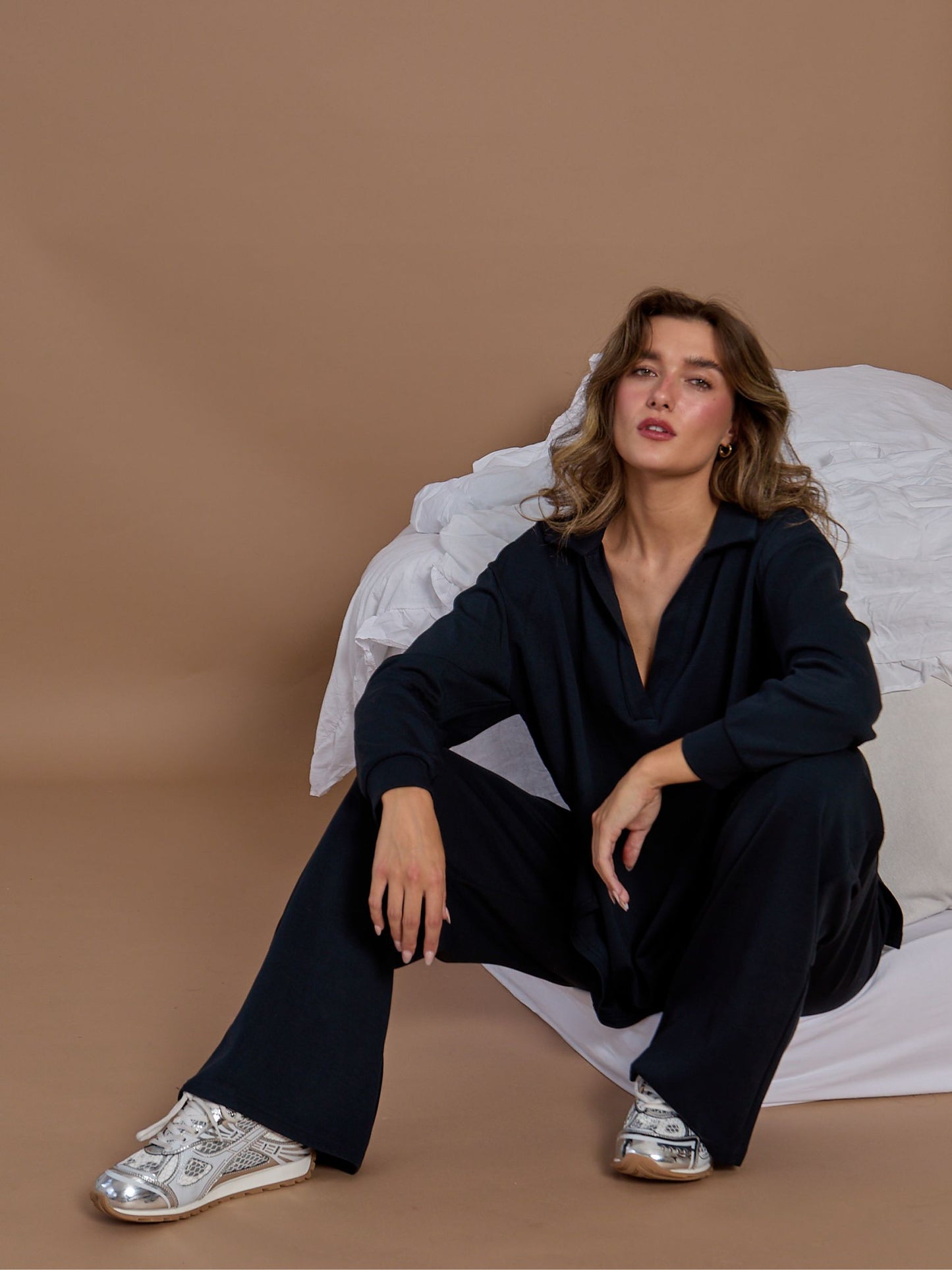 Navy Collar Lounge Set