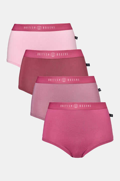 Multipack! 4 Pairs of Women's Bamboo Hipster Boxer Briefs – Bunch of Roses