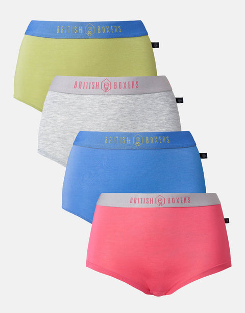 Multipack! 4 Pairs of Bamboo Hipster Boxer Briefs – Fresh Pastels - British Boxers