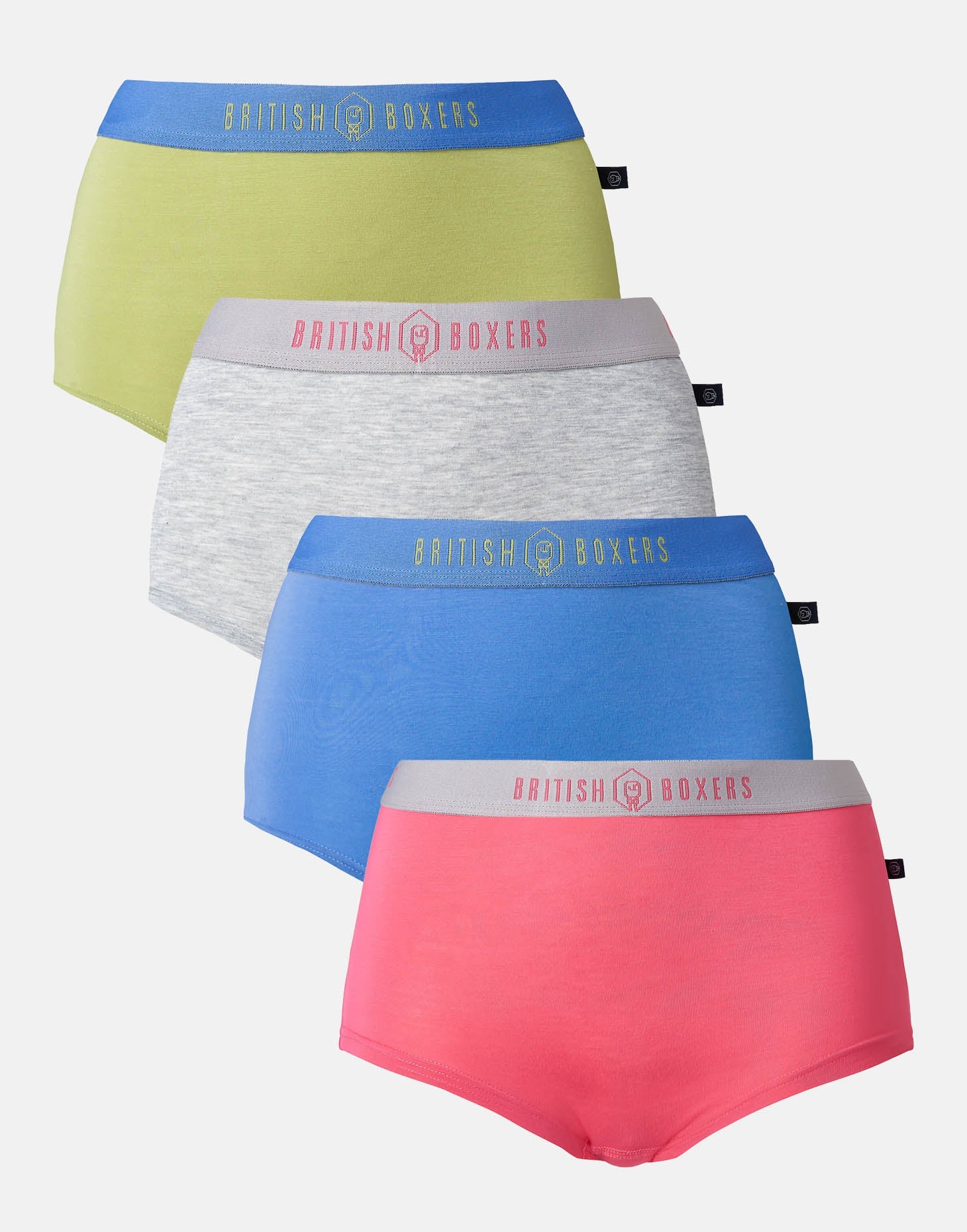 Multipack! 4 Pairs of Bamboo Hipster Boxer Briefs – Fresh Pastels - British Boxers