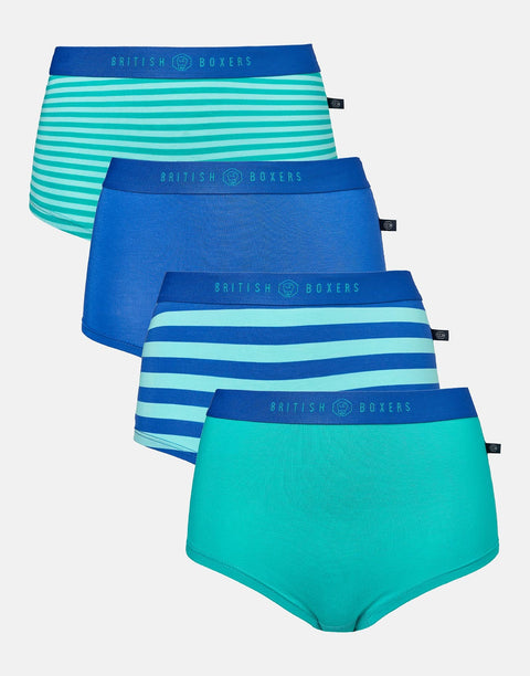 Multipack! 4 Pairs of Women's Bamboo Hipster Boxer Briefs – Seagreen