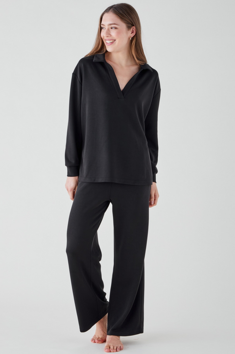 Women's Collar Lounge Set - Kohl Black