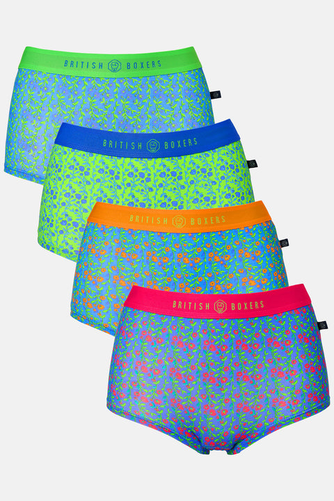 Multipack! 4 Pairs of Women's Bamboo Hipster Boxer Briefs – Boom Bloom!