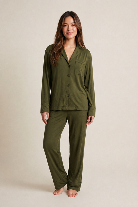 Women's Modal Pyjama Trouser Set - Olive