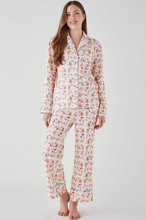 Women's Brushed Cotton Pyjama Trouser Set - Festive Feast