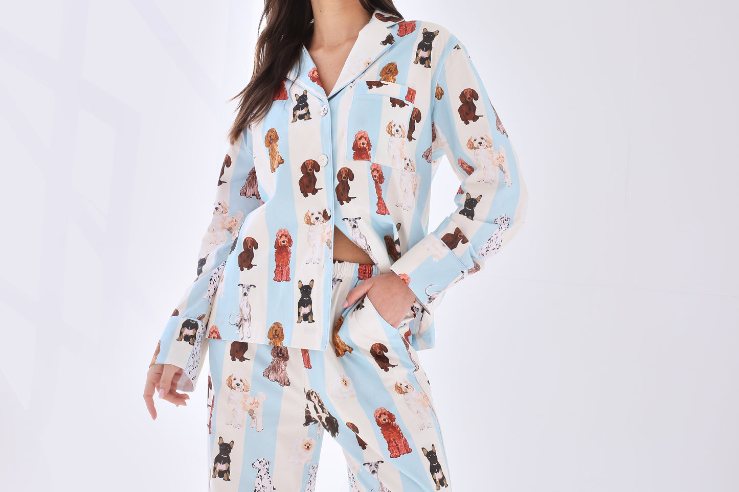 Dogs Stripe Trouser Set