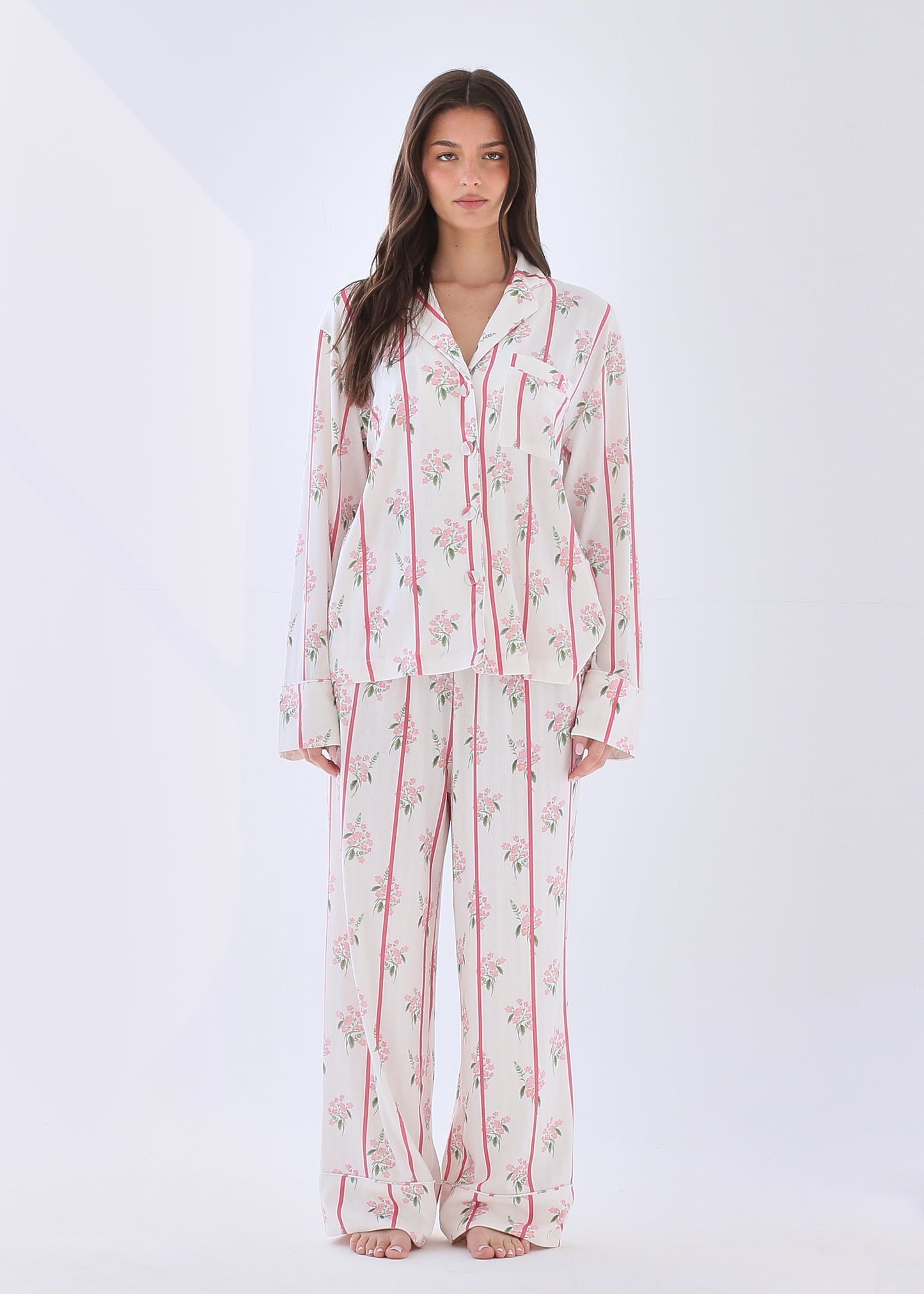 Floral Stripe Trouser Set