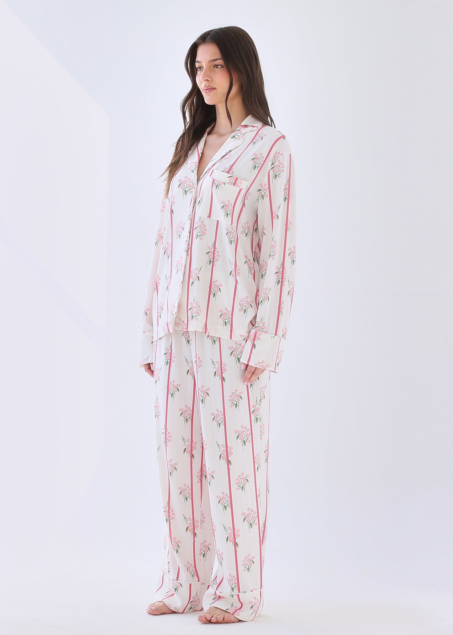 Floral Stripe Trouser Set