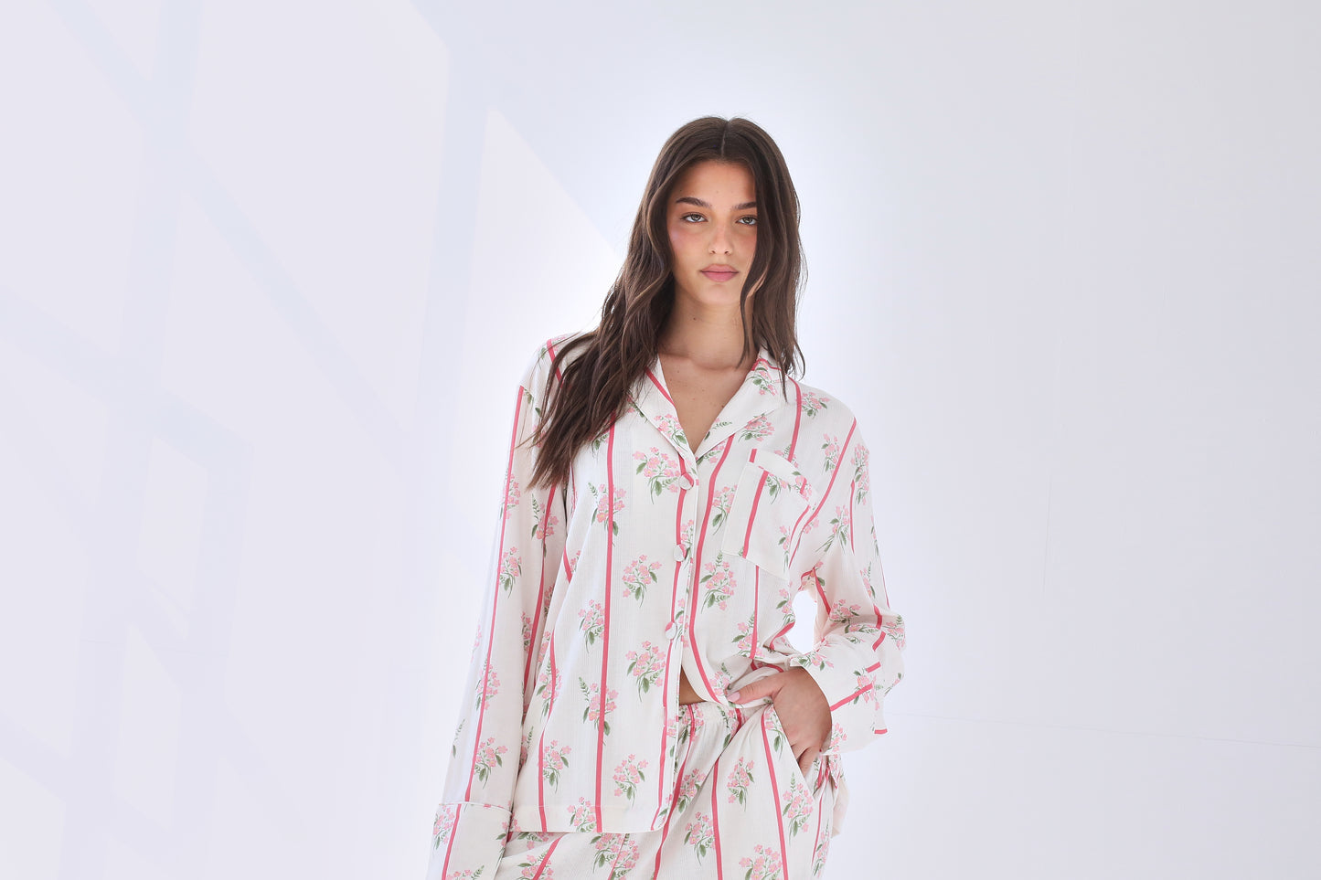 Floral Stripe Trouser Set