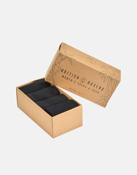 Women's Bamboo Four-Pair Sock Gift Box – Black