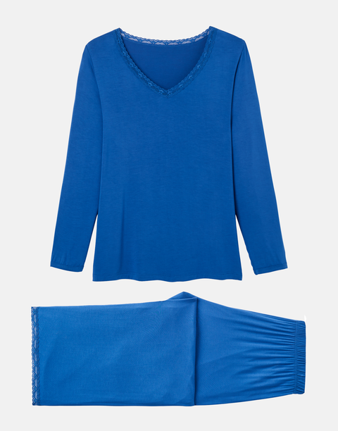 Women's Bamboo Lace Relaxed Pyjama Set – Blue Moon