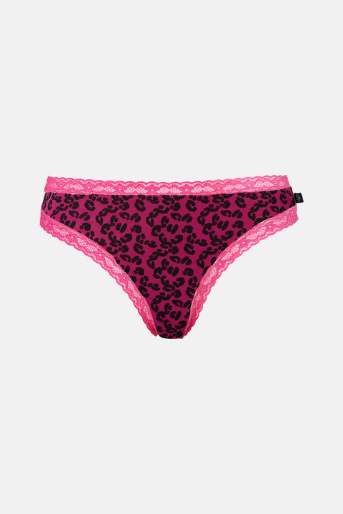 Multipack! 4 Pairs of Women's Bamboo Lace Thongs – Leopard Rose