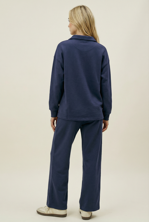 Women's Collar Lounge Set - Navy