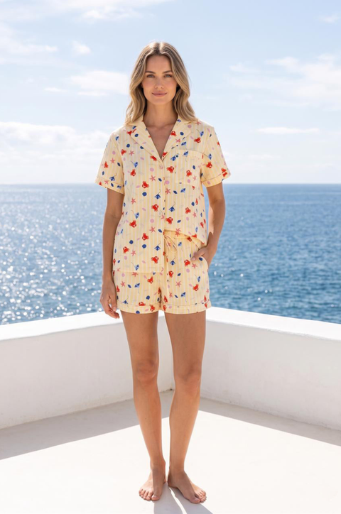 Women's Linen Pyjama Short Set - Shell Yeah!