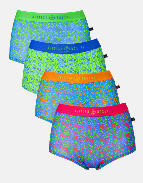 Multipack! 4 Pairs of Women's Bamboo Hipster Boxer Briefs – Boom Bloom!