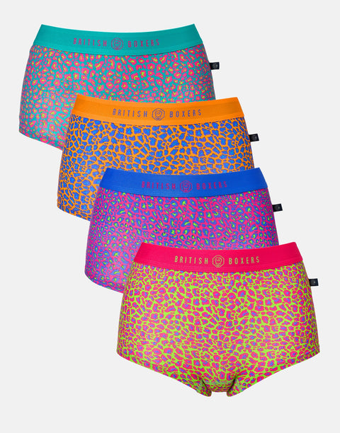 Multipack! 4 Pairs of Women's Bamboo Hipster Boxer Briefs – Wild Cat