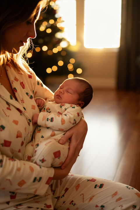 Baby Pointelle Romper Suit - Christmas Babyccino & Croissant