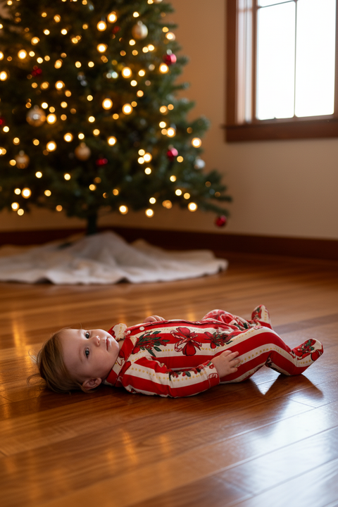 Baby Cotton Romper Suit - Christmas Stripe