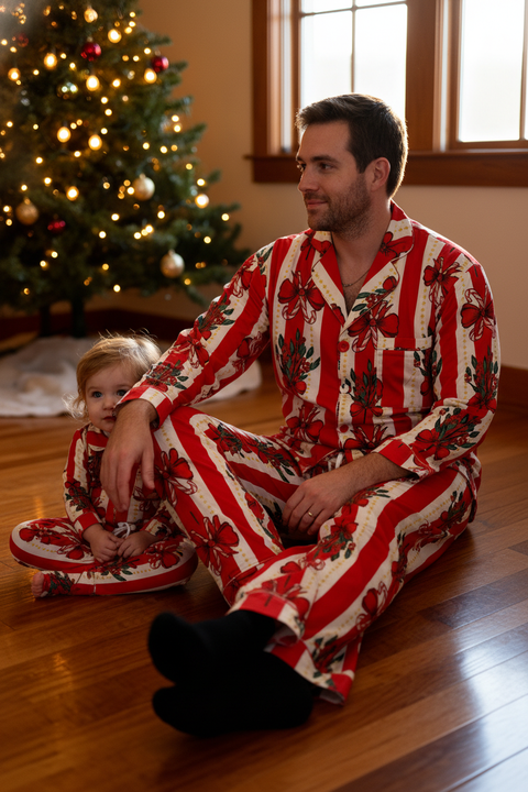 Men's Cotton Pyjama Trouser Set - Christmas Stripe