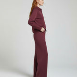 Women's Button Collar Lounge Set - Burgundy