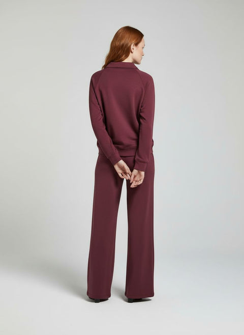 Women's Button Collar Lounge Set - Burgundy