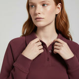 Women's Button Collar Lounge Set - Burgundy