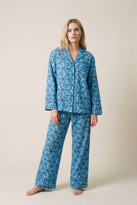 Women's Cotton Pyjama Trouser Set - Celestial