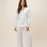Women's Muslin V-Neck Pyjama Trouser Set - Floral