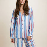 Women's Cotton V-Neck Pyjama Trouser Set - Stripe