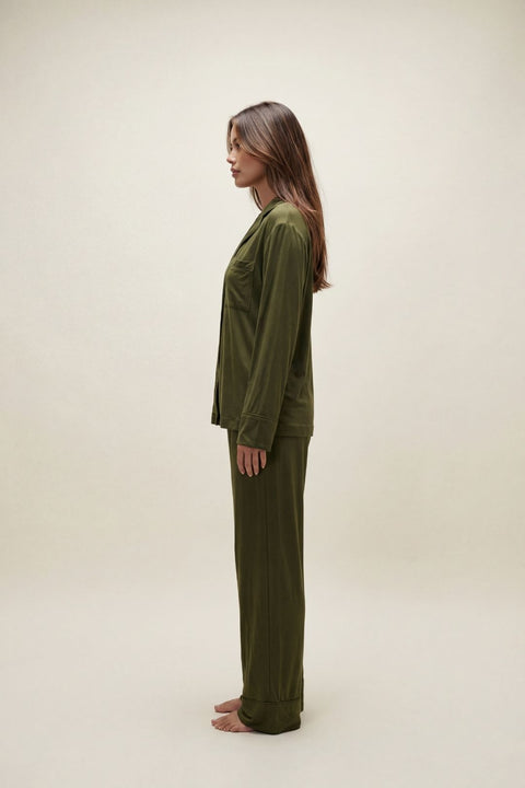 Women's Modal Pyjama Trouser Set - Olive