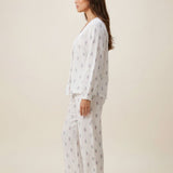 Women's Muslin V-Neck Pyjama Trouser Set - Floral