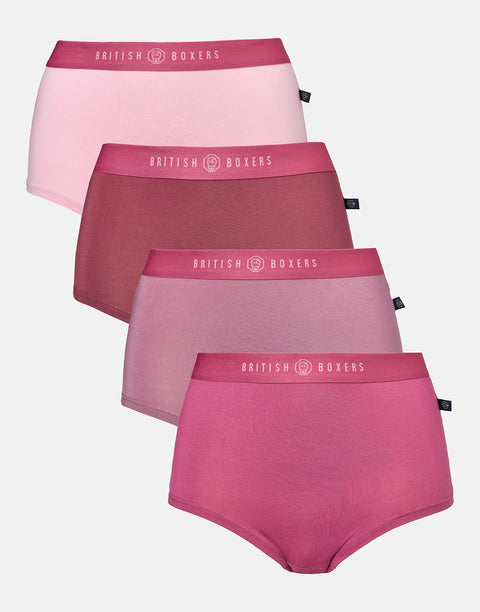 Multipack! 4 Pairs of Women's Bamboo Hipster Boxer Briefs – Bunch of Roses