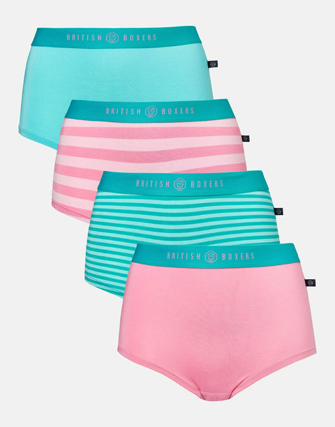Multipack! 4 Pairs of Women's Bamboo Hipster Boxer Briefs – Ice Cream Parlour