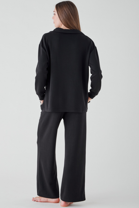 Women's Collar Lounge Set - Kohl Black