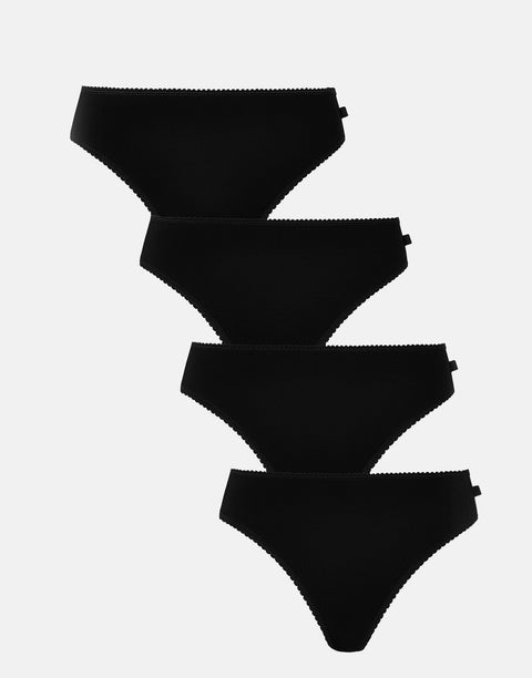 Multipack! 4 Pairs of Women's Bamboo High Leg Knickers – Black