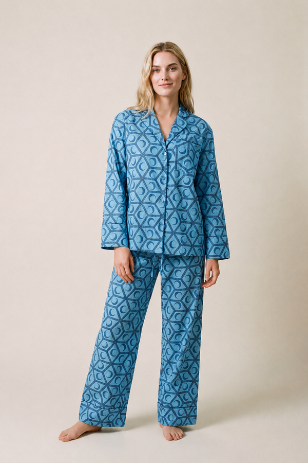 Women's Cotton Pyjama Trouser Set - Celestial