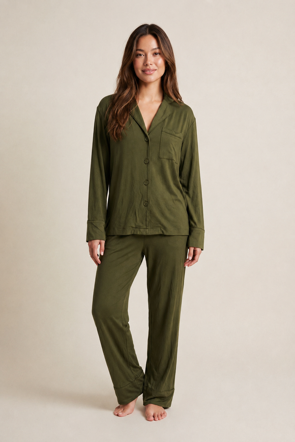 Women's Modal Pyjama Trouser Set - Olive