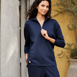 Women's Funnel Zip Neck Lounge Set - Navy