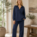 Women's Collar Lounge Set - Navy