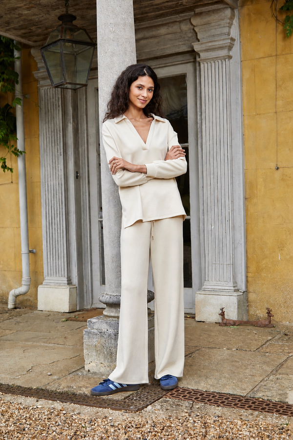 Women's Collar Lounge Set - Stone