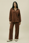 Women's Collar Lounge Set - Chocolate