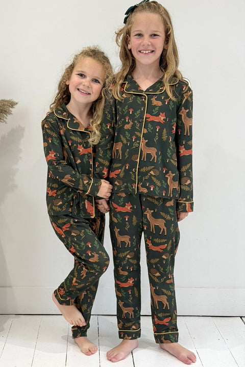 Kids Brushed Cotton Jersey Pyjama Trouser Set - Enchanted Wood
