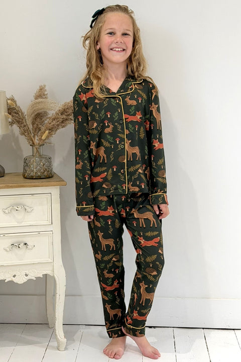 Kids Brushed Cotton Jersey Pyjama Trouser Set - Enchanted Wood