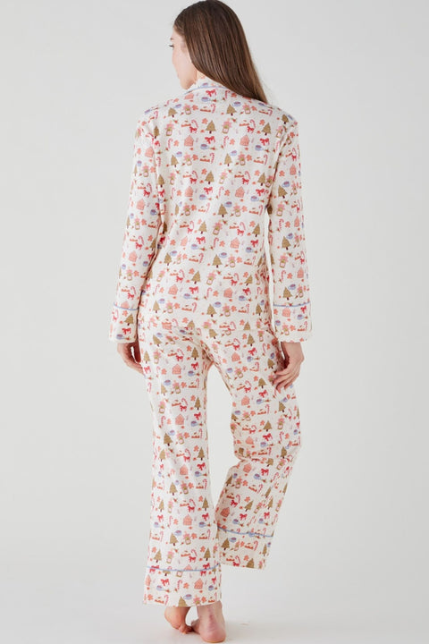 Women's Brushed Cotton Pyjama Trouser Set - Festive Feast