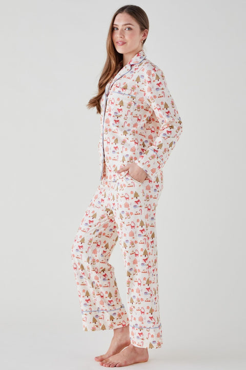 Women's Brushed Cotton Pyjama Trouser Set - Festive Feast