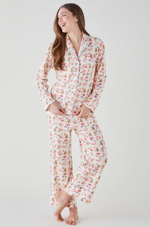 Women's Brushed Cotton Pyjama Trouser Set - Festive Feast