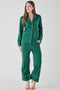 Women's Brushed Cotton Jersey Pyjama Trouser Set - Forest Green